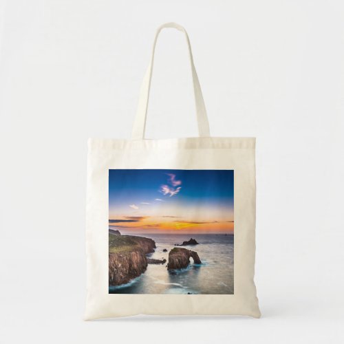 Lands End Sunset Enys Dodnan Armed Knight Cornwall Tote Bag