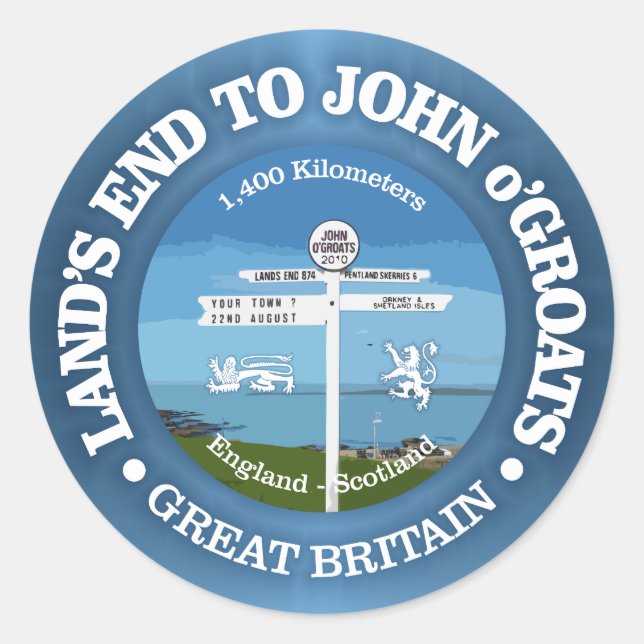 Land's End to John o'Groats (cycling c) Classic Round Sticker (Front)