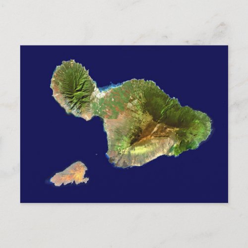 Landsat Satellite Image of Maui from Space Postcard