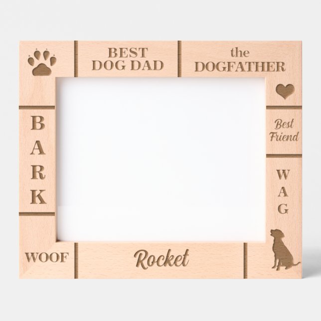 Landscape 10x8 BEST Dog DAD Ever Custom Name Engraved Frames (Front)