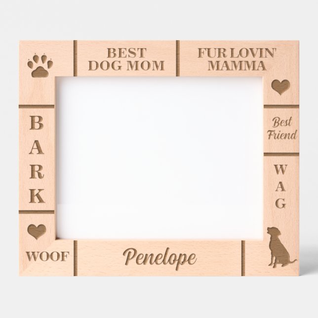 Landscape 10x8 BEST Dog MOM Ever Custom Name Engraved Frames (Front)