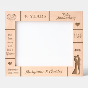 Landscape 10x8 Ruby 40th Wedding Anniversary Engraved Frames