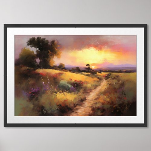 Landscape 19 Rural Countryside Nostalgic Impasto  Framed Art