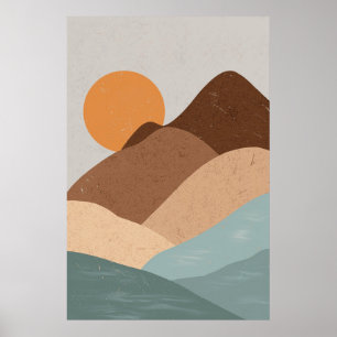 Landscape 2 Simple Boho Drawings Boho Chic Aesthet Poster