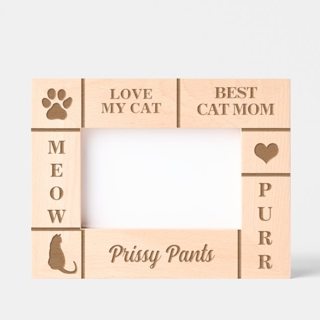 Landscape 6x4 BEST Cat MOM Ever Custom Name Engraved Frames (Front)