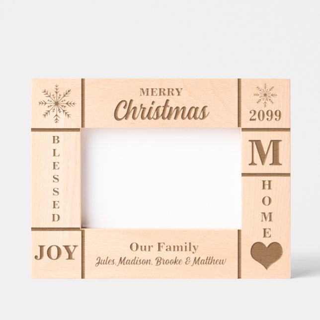 Landscape 6x4 Christmas Our Family Personalized Engraved Frames (Front)