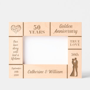 Landscape 6x4 Golden 50th Wedding Anniversary Engraved Frames