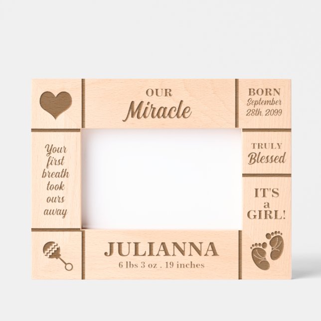 Landscape 6x4 New Baby Personalized Engraved Frames (Front)