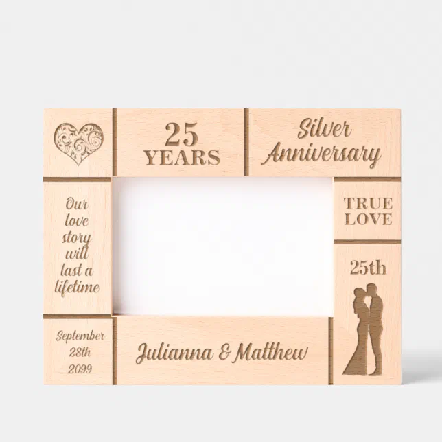 Landscape 6x4 Silver 25th Wedding Anniversary Engraved Frames | Zazzle