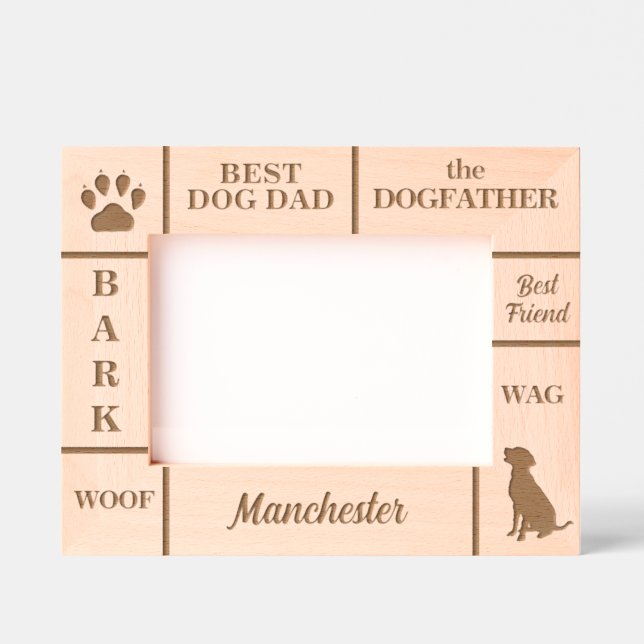 Landscape 7x5 BEST Dog DAD Ever Custom Name Engraved Frames (Front)
