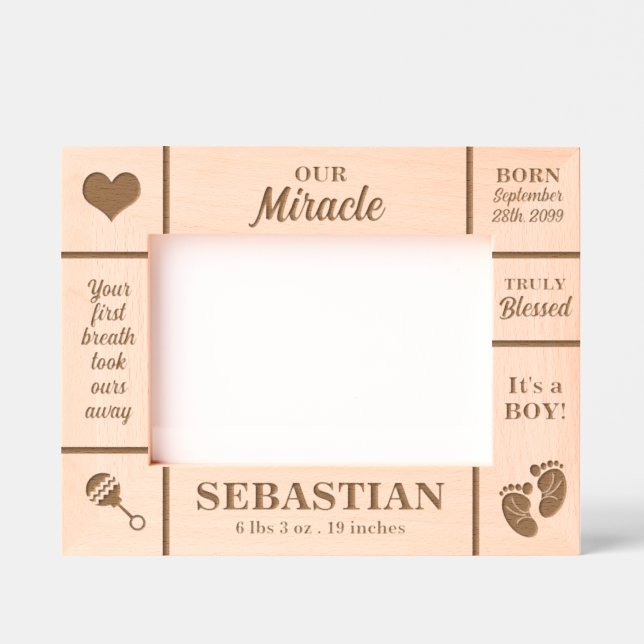 Landscape 7x5 New Baby Personalized Engraved Frames (Front)
