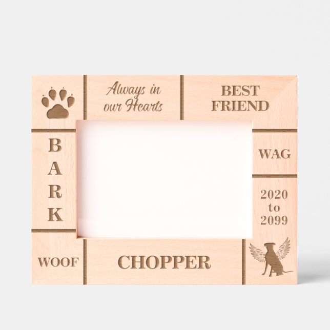 Landscape 7x5 Pet Memorial Angel Dog Name Year Engraved Frames (Front)