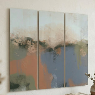 Landscape Abstract Earthy Blue Triptych