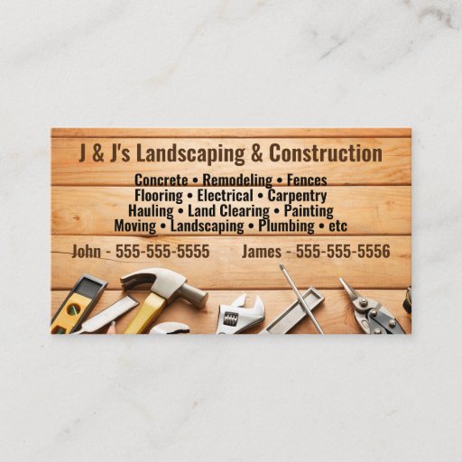 Customizable Landscape and Construction Business Card