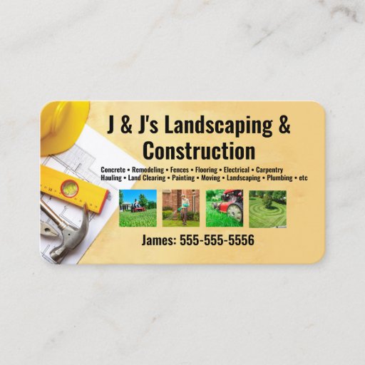 Customizable Landscape and Construction Business Card