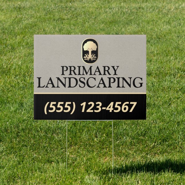 Landscape and Lawn Care Design Tree with Roots   Sign (Insitu)