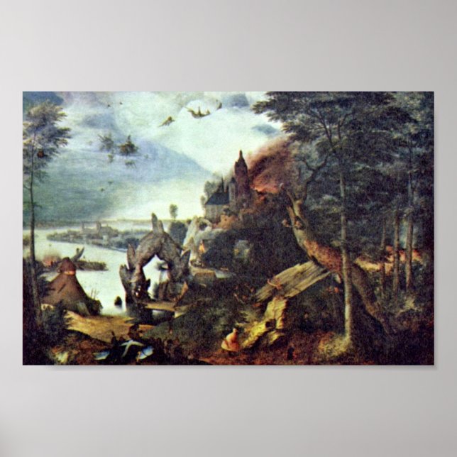 Landscape And Temptation Of St. Anthony By Bruegel Poster (Front)