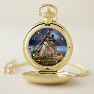 Landscape and Weather in the Netherlands - Drawing Pocket Watch