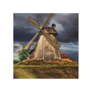 Landscape and Weather in the Netherlands - Drawing Wood Wall Art