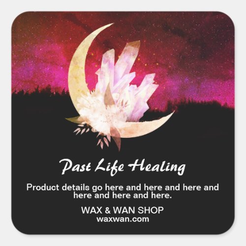 *~* Landscape AP24 Intentions Moon Crystals Floral Square Sticker