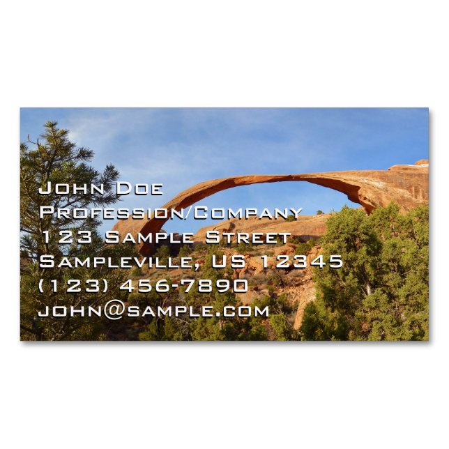 Landscape Arch at Arches National Park Business Card Magnet (Front)