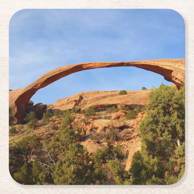 Landscape Arch at Arches National Park Square Paper Coaster (Front)