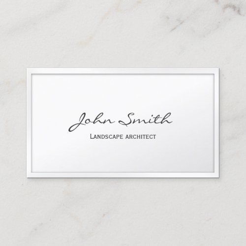 White Border Landscape Architect Business Card