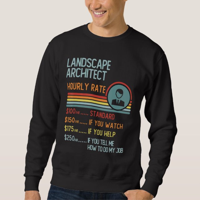 Landscape Architect Hourly Rate T-Shirt Retro Job  Sweatshirt (Front)