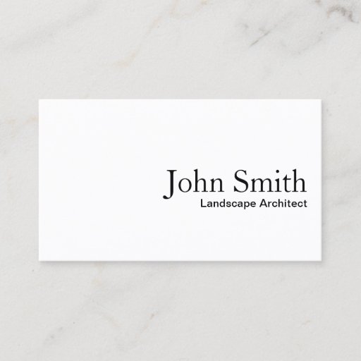 Customizable Plain White Landscape Architect Business Card