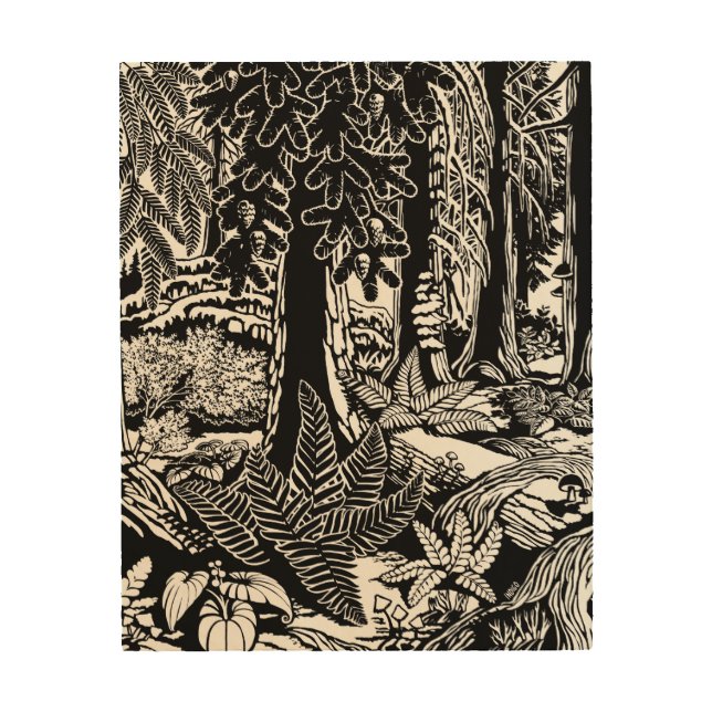 Landscape Art Prints B & W Forest Art Wood Print (Front)