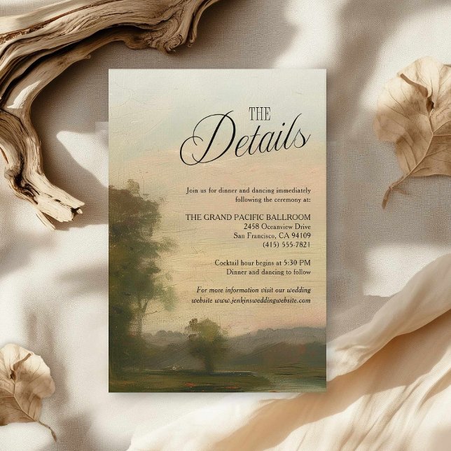 Landscape Art Wedding Details Card (Old Money Vintage Landscape Wedding Details Card)