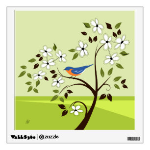 Landscape Art With Bluebird Wall Decal