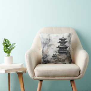 Landscape Asian Traditional Throw Pillow