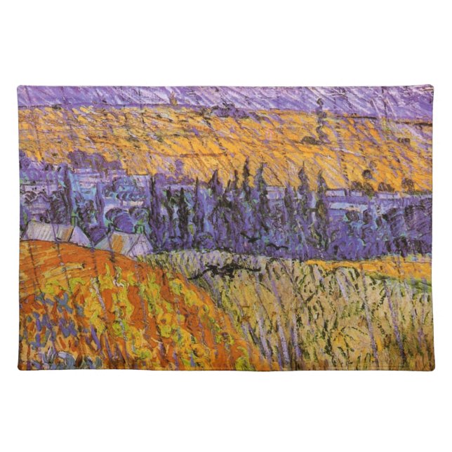 Landscape at Auvers in Rain by Vincent van Gogh Cloth Placemat (Front)