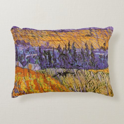 Landscape at Auvers in Rain by Vincent van Gogh Decorative Pillow