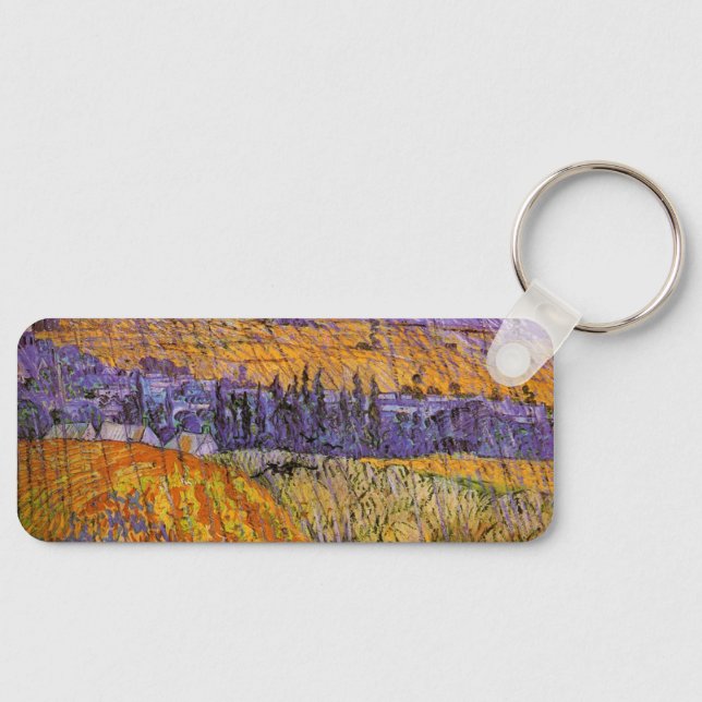 Landscape at Auvers in Rain by Vincent van Gogh Keychain (Front)