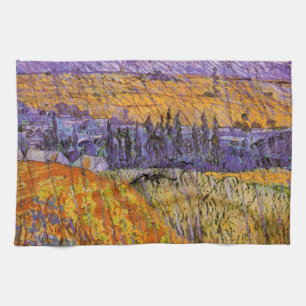 Landscape at Auvers in Rain by Vincent van Gogh Kitchen Towel