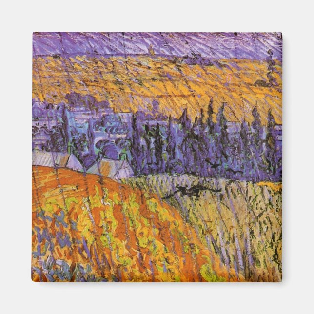 Landscape at Auvers in Rain by Vincent van Gogh Magnet (Front)