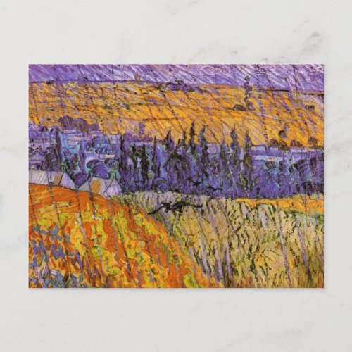 Landscape at Auvers in Rain by Vincent van Gogh Postcard