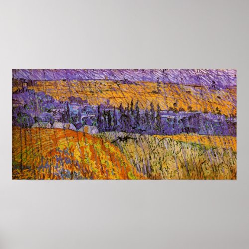 Landscape at Auvers in Rain by Vincent van Gogh Poster