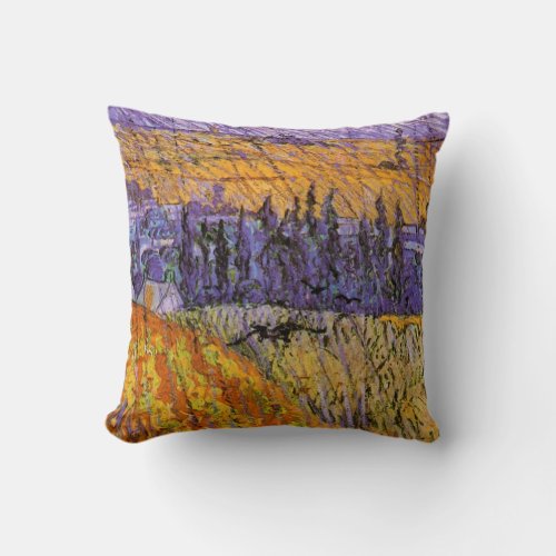 Landscape at Auvers in Rain by Vincent van Gogh Throw Pillow