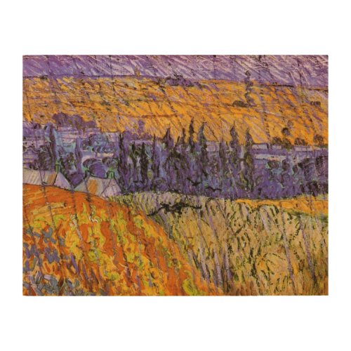 Landscape at Auvers in Rain by Vincent van Gogh Wood Wall Art