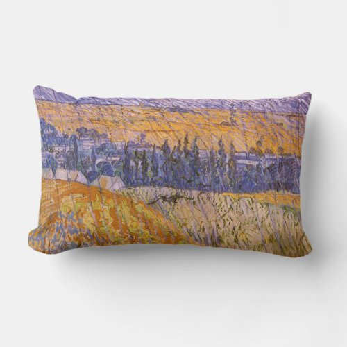 Landscape at Auvers in the Rain Vincent van Gogh Lumbar Pillow