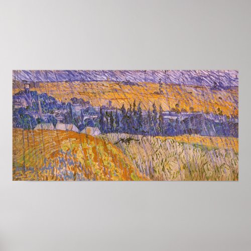 Landscape at Auvers in the Rain Vincent van Gogh Poster