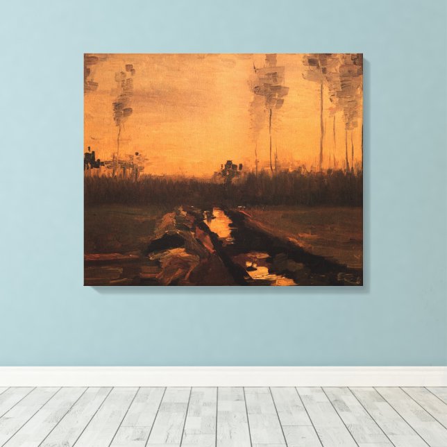 Landscape at Dusk by Vincent van Gogh Canvas Print (Insitu(Wood Floor))