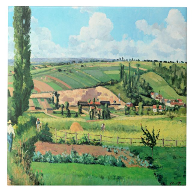 Landscape at Les Patis, Pontoise, famous painting, Ceramic Tile (Front)