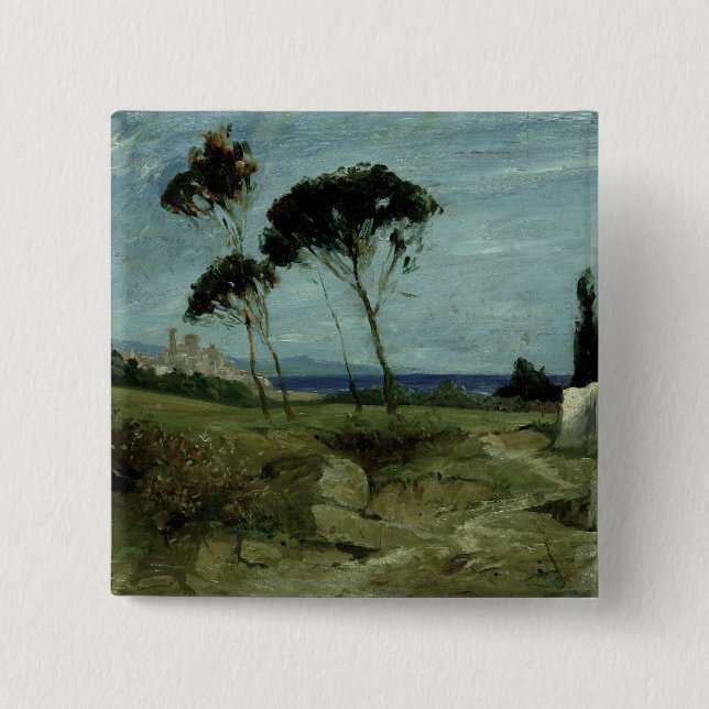 Landscape at Nettuno, 1887 Pinback Button (Front)