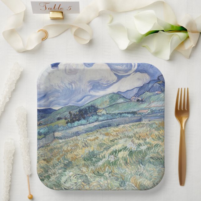 Landscape Behind Saint-Paul Vincent van Gogh     Paper Plates (Wedding)