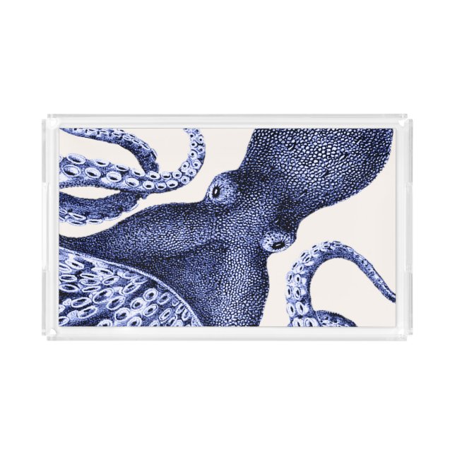 Landscape Blue Octopus Acrylic Tray (Front)