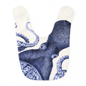 Landscape Blue Octopus Baby Bib